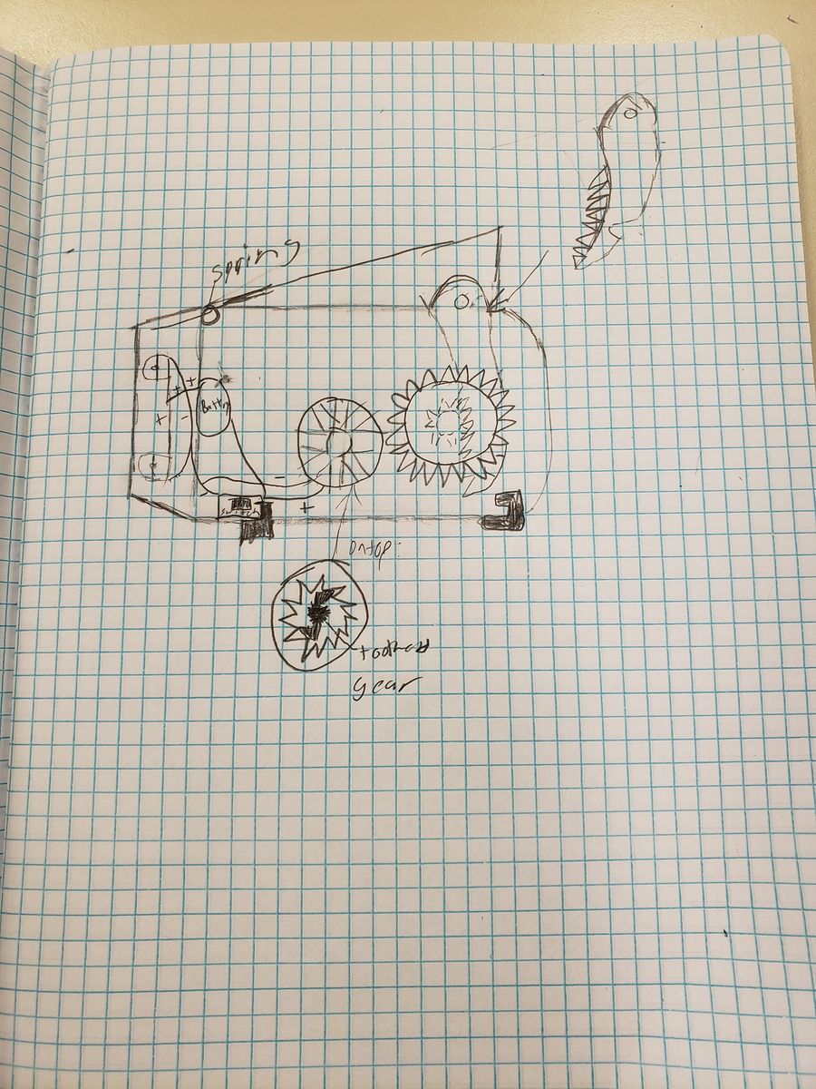 Notebook sketch of the hand-crank light